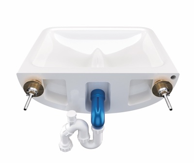 The Contour 21+ basin features advanced drainage to combat <br> bacterial growth in clinical, back-outlet basins