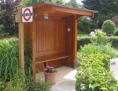 The bus shelter in the garden is another popular feature of the unit