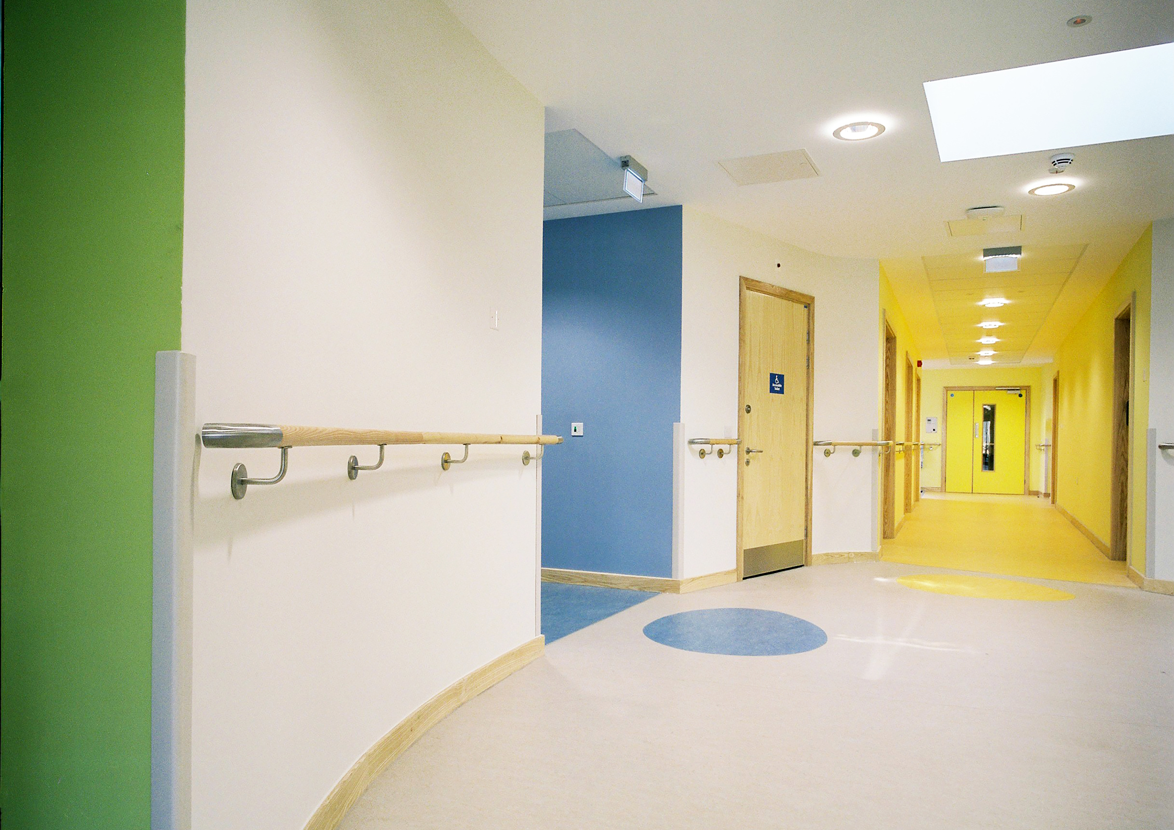 At Cefn Coed Hospital's elderly persons’ intermediate care unit the layout includes three oval wards designed to aid dementia patients prone to ‘wandering’. And timber handrails fitted throughout circulation routes for support give the unit a more-homely look