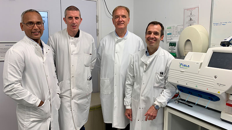 Left to right: Reenesh Prakash, EPA network manager, Stephen Brolly, senior BMS, Dr Samir Dervisevic, clinical lead for virology at the EPA and Christopher McDonnell, chief virology BMS