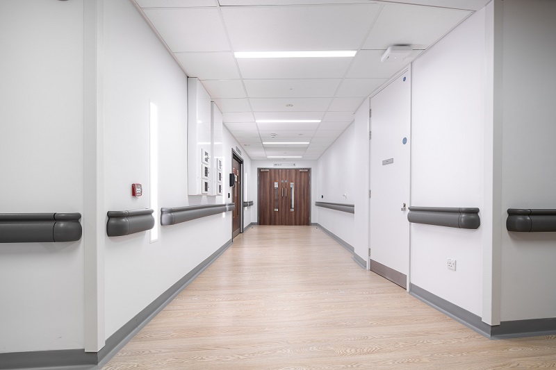 Wall protection products from Gradus were chosen to fit in with the non-institutional design of the new building