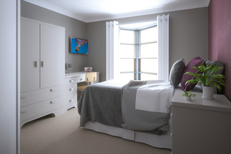 Typical Bedroom with projecting bay window seat