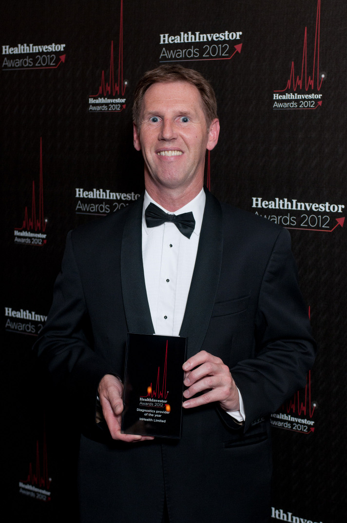 Richard Bradford, chief executive of InHealth, picks up the Diagnostics Provider of the Year Award