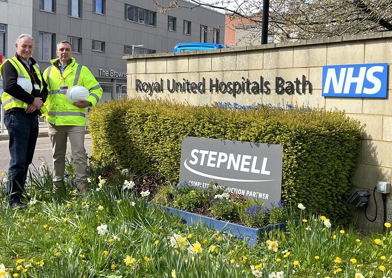 L-R Damian James, site manager at Stepnell, and Richard Stanford Brown, senior site manager, at the Royal United Hospital Bath, where four wards have recently been updated