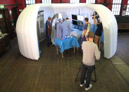 The inflatable operating theatre could provide a cheaper and more efficient way of training future surgeons
