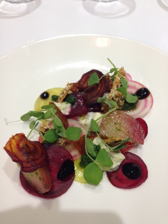 The vegetarian option is a beetroot carpaccio