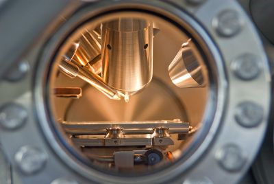 Close-up of samples inside the ion mass spectrometer. Credit: University of Nottingham