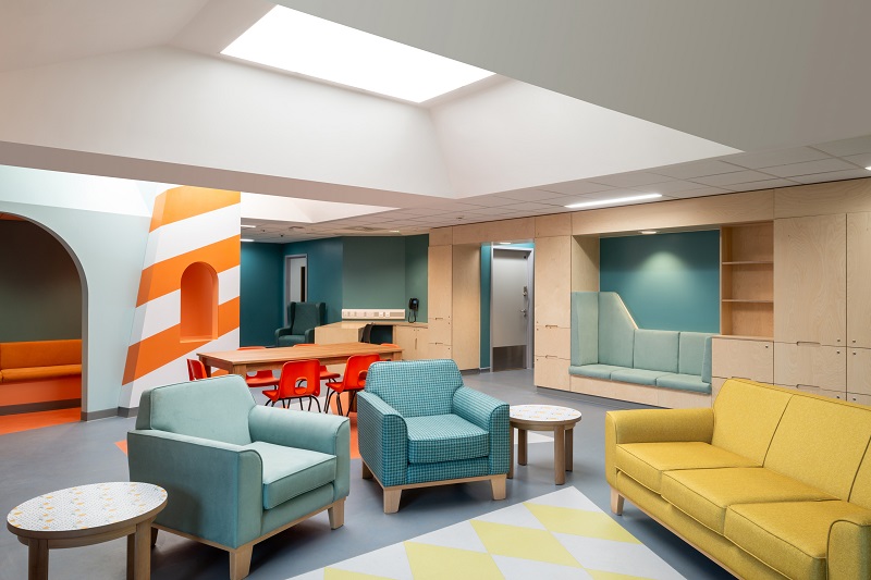 There are a number of carefully-designed communal spaces throughout the hospital