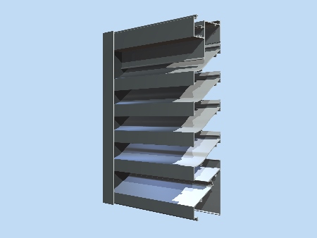 Standard drainable louvres, such as Construction Specialties’ A4080 system, give good air flow and some rain defence, but do not perform so well with wind-driven rain. They are used when occasional ingress is not a major concern and where some drainage of cascading water is required