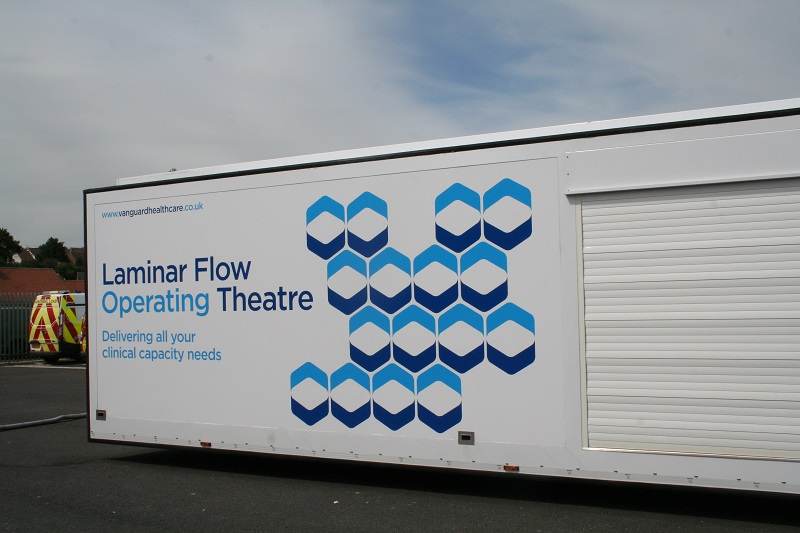 The mobile theatre and clinic will be on site at Charing Cross Hospital for the next year