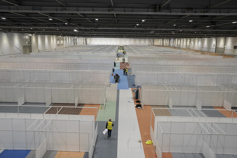 Initially, the ExCeL has 500 bed spaces, each equipped with ventilators and oxygen