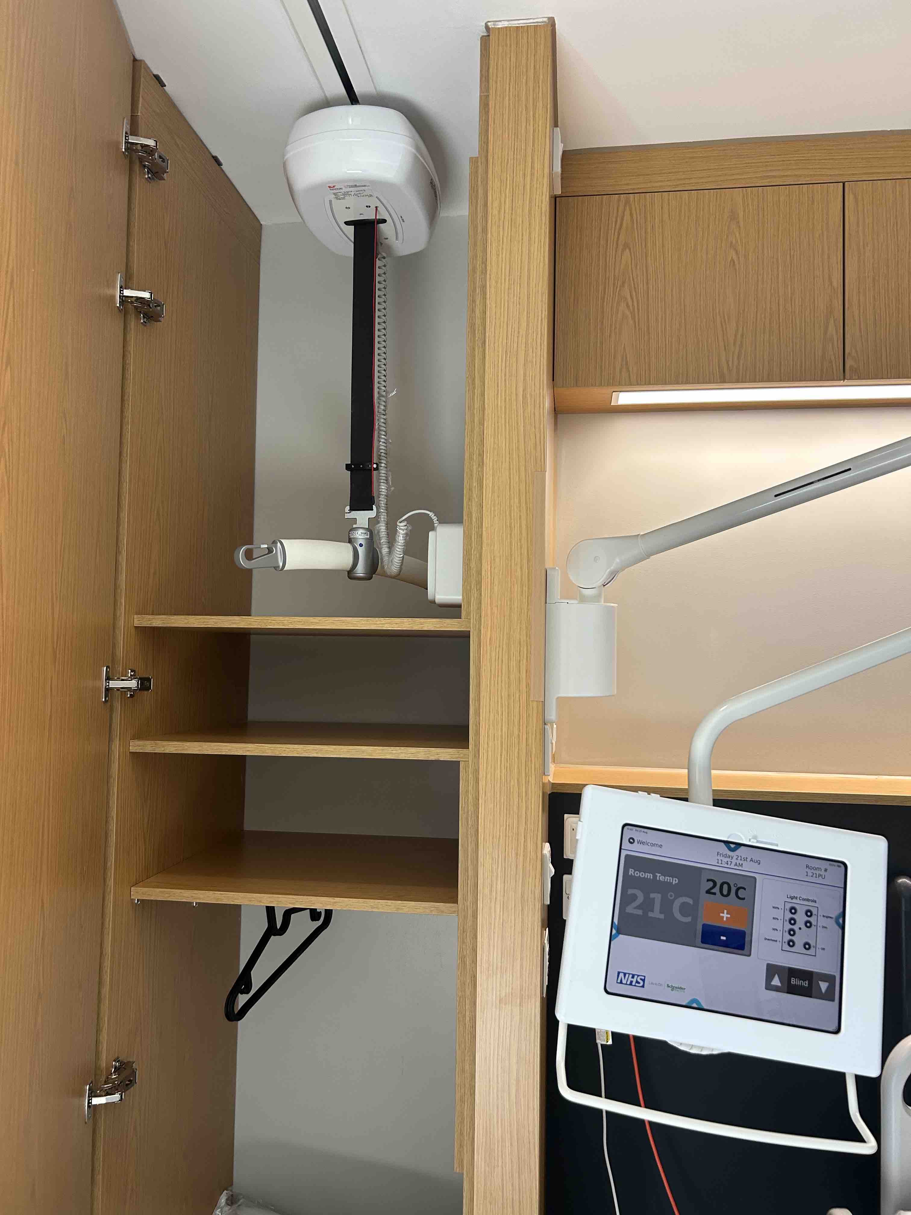 - The bedside hoises in the bariatric rooms at the NRC -
