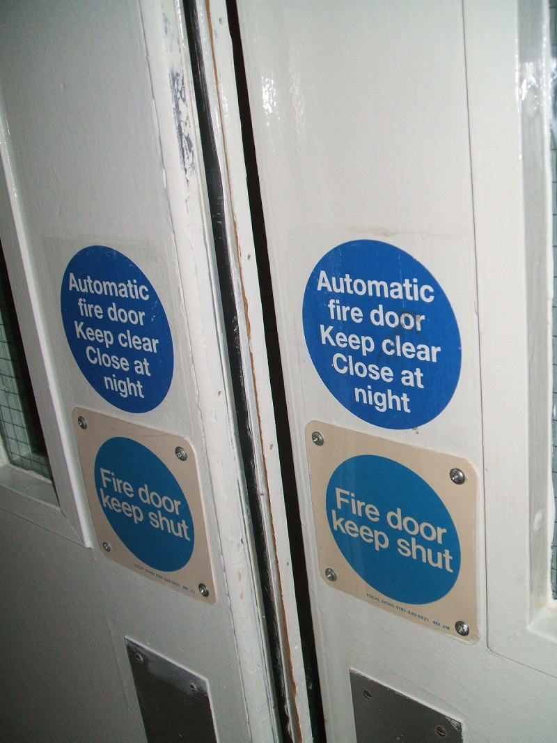 A double door subject to heavy traffic may drop on its hinges, preventing the leaves from fully closing