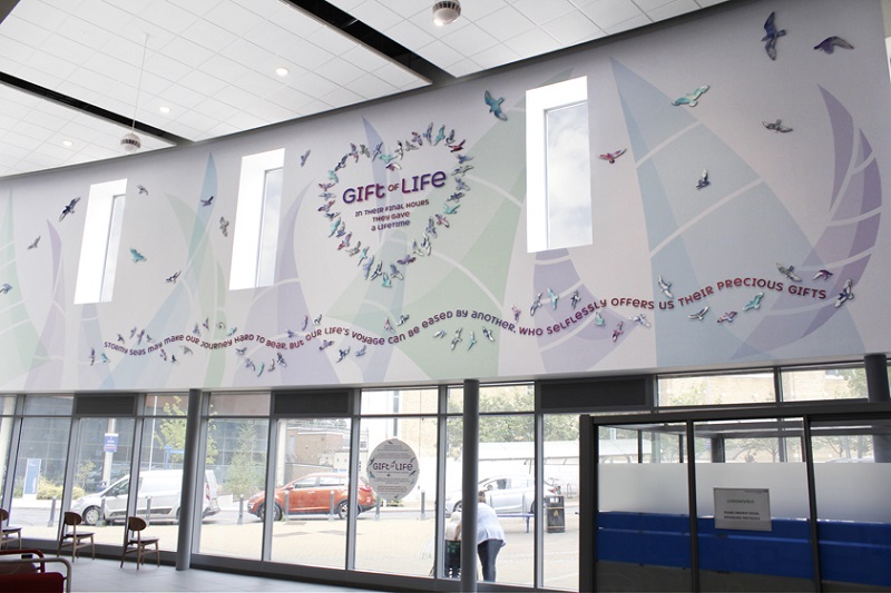 Sails and Seabird at Southampton Hospital includes a descriptive plaque and poems, helping to get the message across